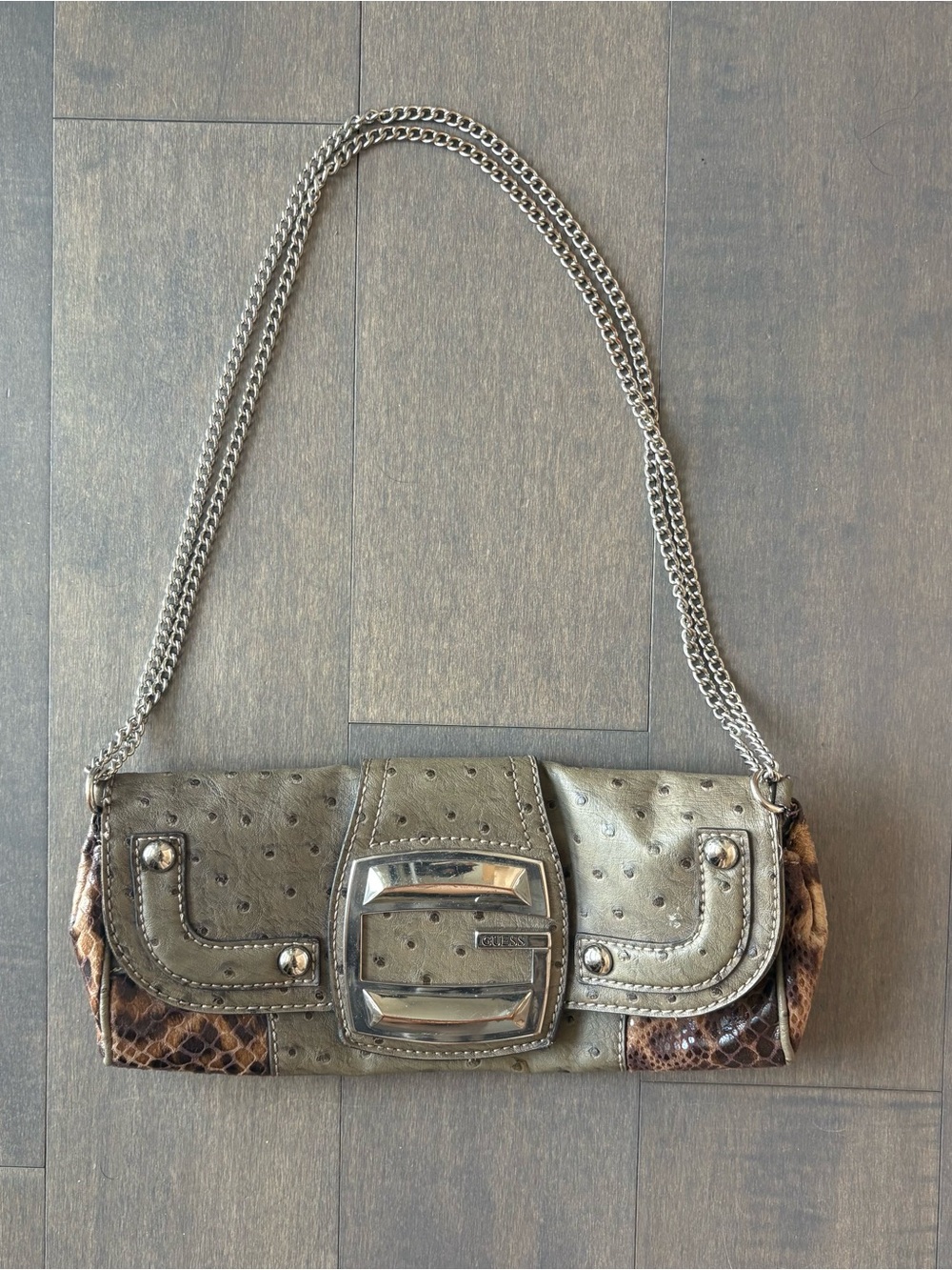Guess Snakeskin Leather Shoulder Bag